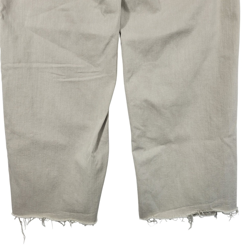 OAT New York Wide Leg Pants Women 4/27 Khaki Raw Hem High Rise - Picture 5 of 9